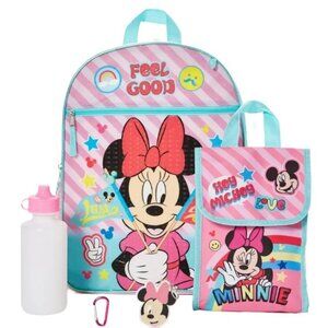 Minnie Mouse Backpack Set 5 Piece Kids School Bag Lunch Tote